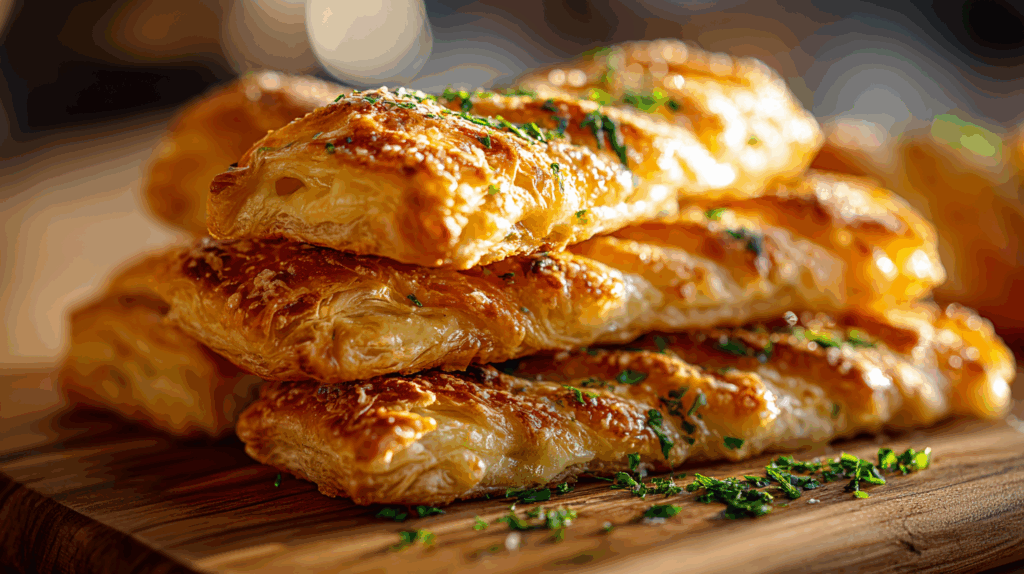 Kaasstengels van bladerdeeg