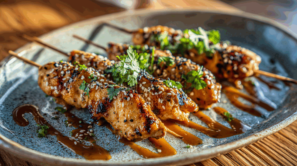 Kipspiesjes met satésaus